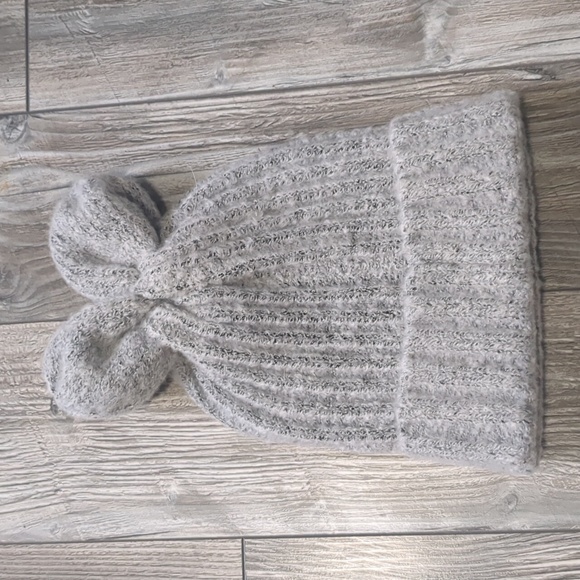 BCBGenration Rib Knit Bunny Ears Light Grey Beanie - Picture 2 of 5